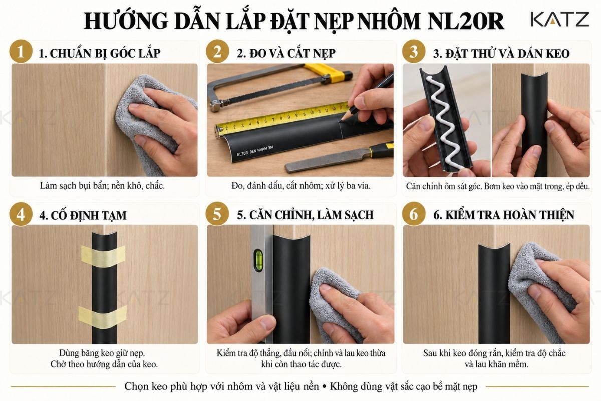 Hướng dẫn thi công nẹp góc ngoài tròn NL20R