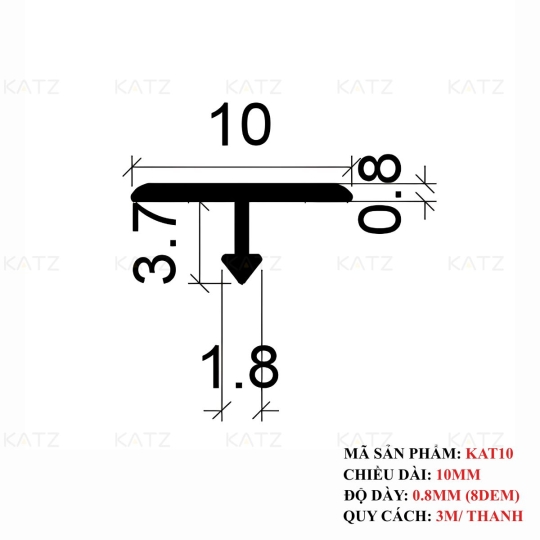 Nẹp Nhôm Chữ T10 - KAT10 (10mm)