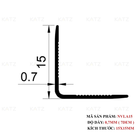 Nẹp nhôm chữ V15mm bản dày - NVLA15